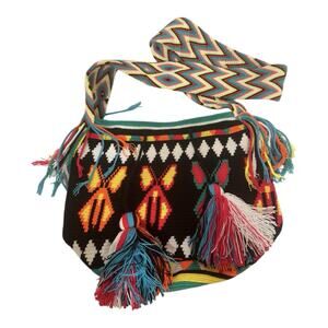 Wayuu Mochila Colombian Bag Large Boho Butterfly Geometric Colorful Tassel